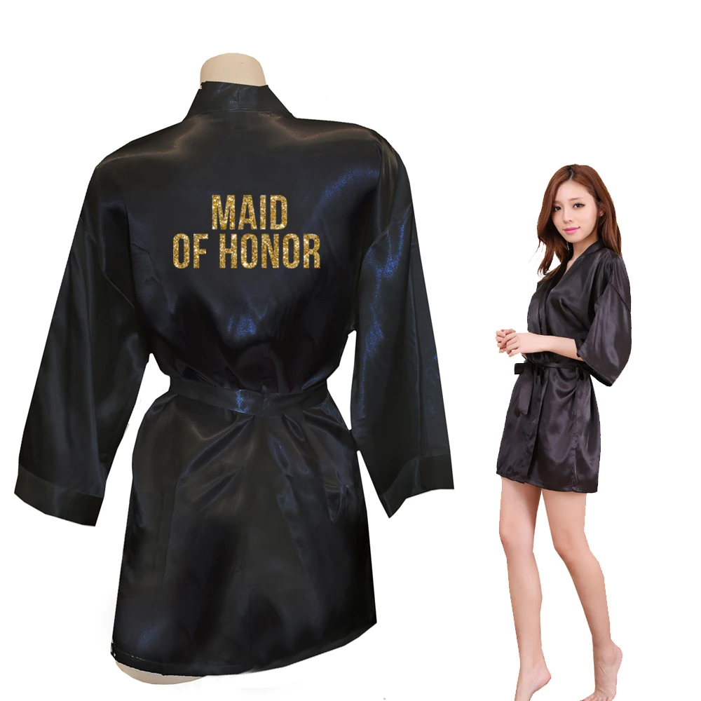 Кимоно MATRON OF HONOR с золотистым блестящим принтом халаты из искусственного шелка