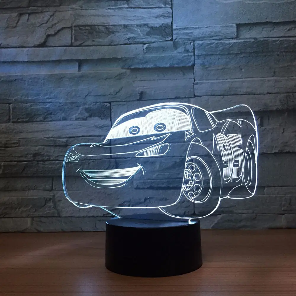 Автомобиль 7 цветов 3D Настольные светильники сенсорный визуальный градиент