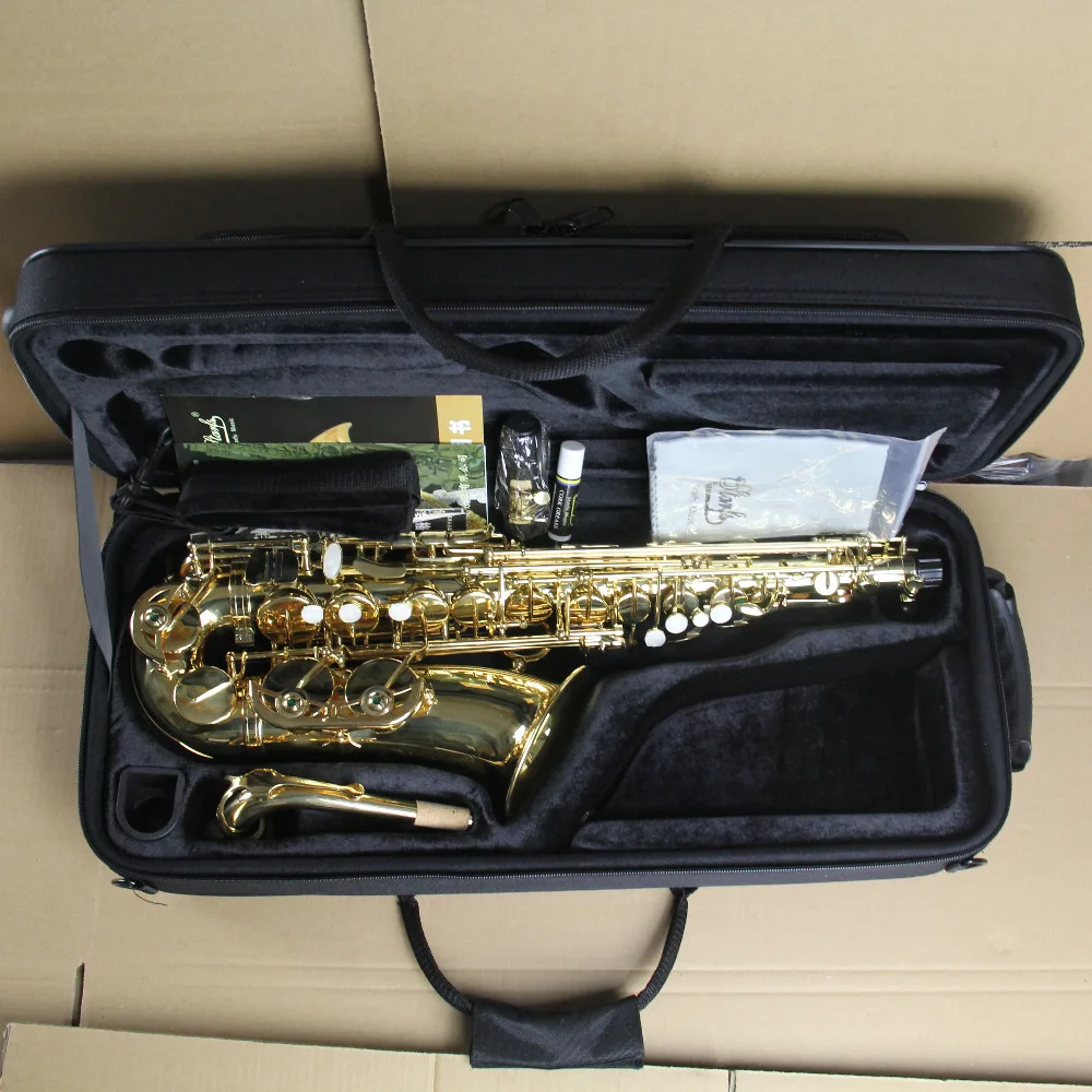 Альт-саксофон Eb sax альт-электрофорез золото с чехлом |