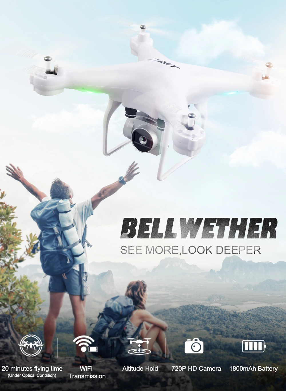 JJRC H68 720P Wifi FPV RC Дрон с камерой Квадрокоптер высота Дрон держать Безголовый режим вертолет Профессиональный Квадрокоптер