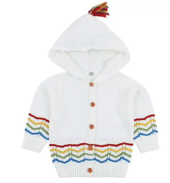 White 82W429 Детский свитер Зима Весна с капюшоном Детский кардиган мультфильм свитер для малышей для мальчиков хлопок Вязаные изделия для младенцев Пальто и куртка - Цвет: White 82W429