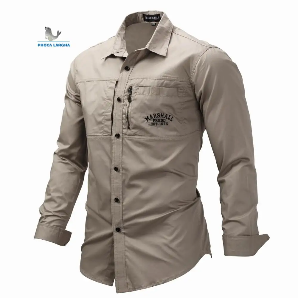 Мужская рубашка в стиле милитари летняя быстросохнущая однотонная тактическая