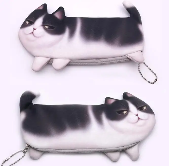 11,11 3D Забавный чехол-карандаш с котом, Полиэстеровые Пеналы, сумки Kawaii для мальчиков и девочек, вместительные школьные принадлежности, канцелярские принадлежности, косметичка, новинка