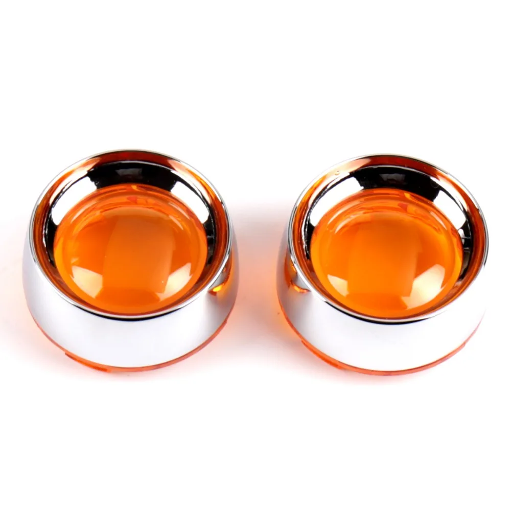 1Pair Oranged Turn Signal Lens Chrome Metal Trim Ring Visor x2 For Harley Dyna Sportster XL 883 1200 Street Glide | Автомобили и
