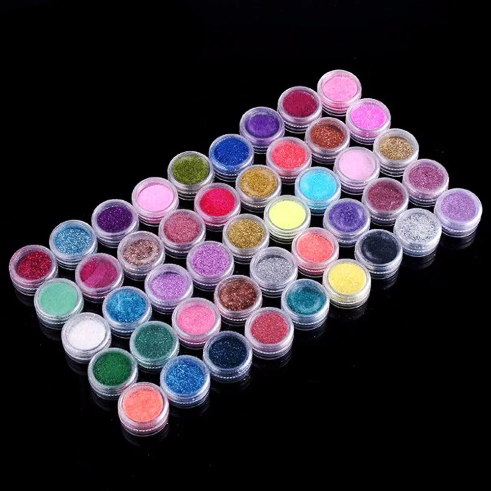 Women Fashion profession 45 Colors Nail Art Make Up Body Glitter Shimmer Dust Powder Decoration Drop Shipping 4A18