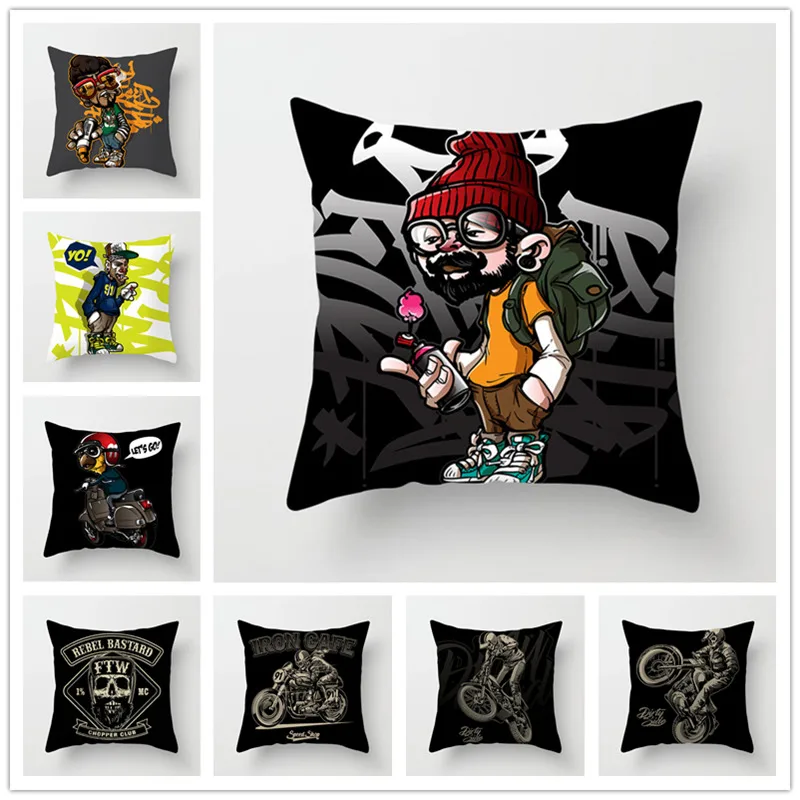 

Houspace Polyester Peach Skin Cartoon Portrait For Home Pillow Decor Sofa Car Decorative Gift Chair Seat Pillow Case