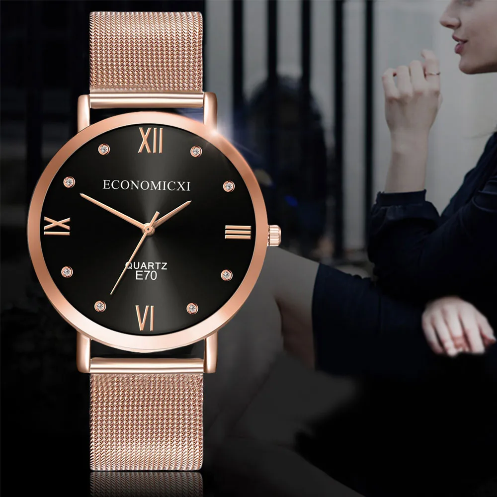 

ECONOMICXI роскошные женские часы Montre Femme Женские кварцевые наручные часы римские часы Saat подарок reloj mujer relogio feminino # A