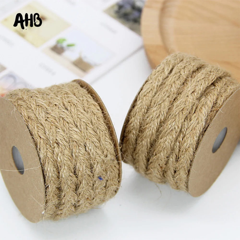 

10M/roll 10mm Natural Jute Twine Burlap String Braided Ribbon DIY Florist Pastoral Hemp Ribbon Gift Packaging Earring Making