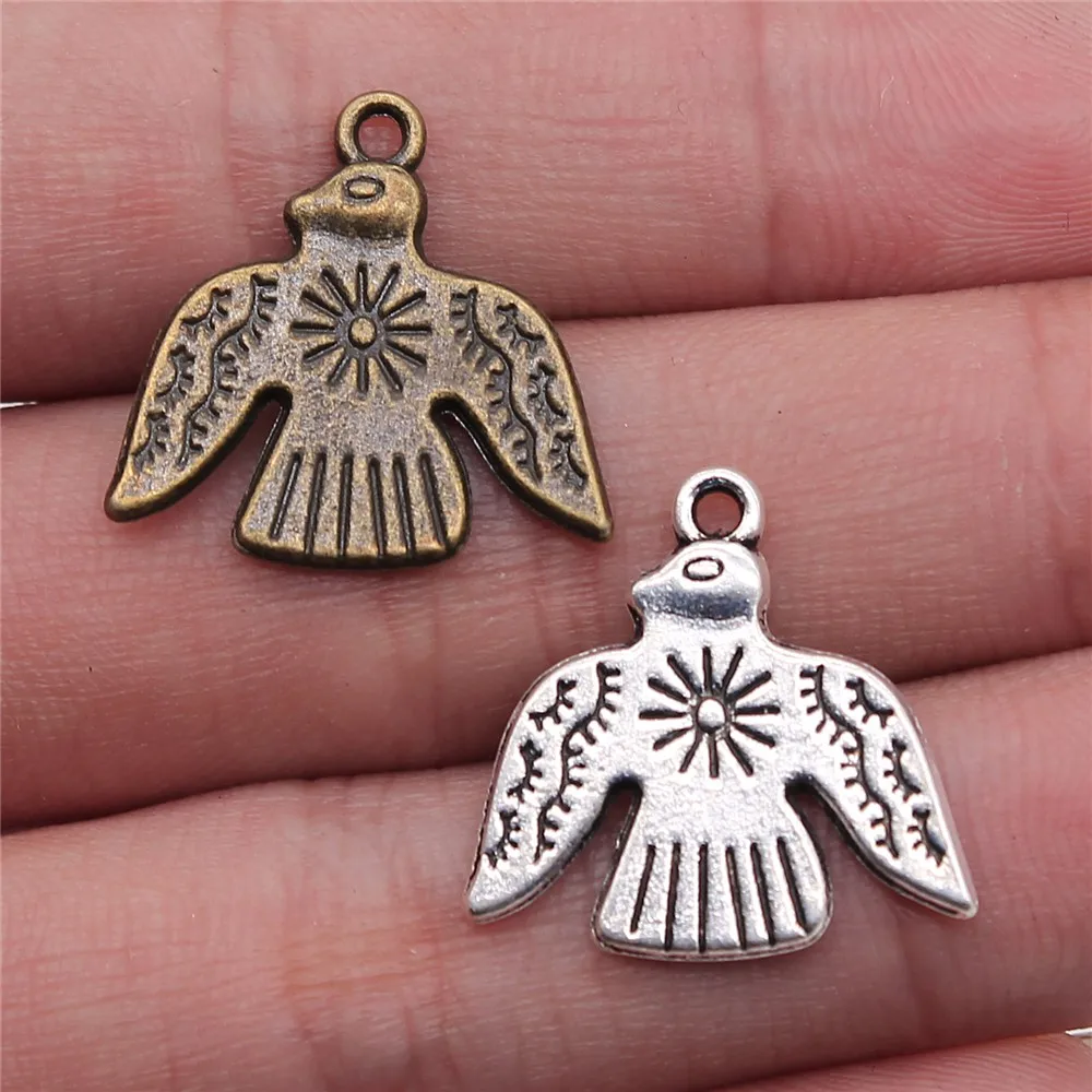 WYSIWYG 10 шт 21x20 мм Подвески Thunderbird Charm двусторонний Charm|thunderbird charm|antique silvercharm charm |