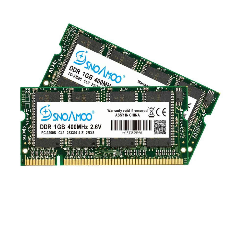 SNOAMOO DDR 333/400 МГц PC 3200 2700 200 шпильки ноутбук с оперативной памятью в SO DIMM 1 ГБ для Sodimm