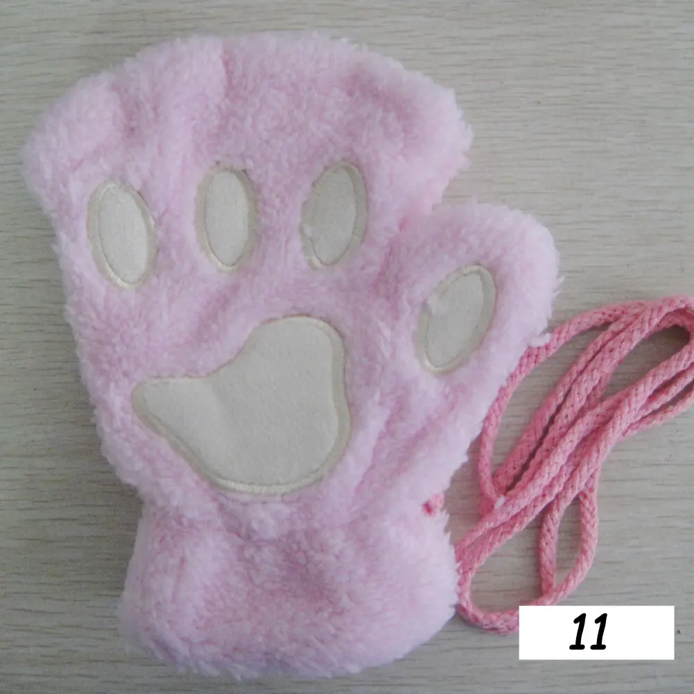 11 Pink Gloves Sparsil, женские зимние меховые перчатки с полупальцами, милые перчатки-лапки с когтями кошки, медведя, перчатки-лапки без пальцев для косплея, утепленные плюшевые теплые перчатки, варежки - Цвет: 11 Pink Gloves