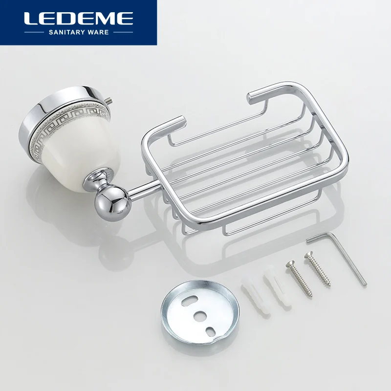 LEDEME мыльница настенные Керамика базы Chrome Аксессуары для ванной комнаты Алюминий