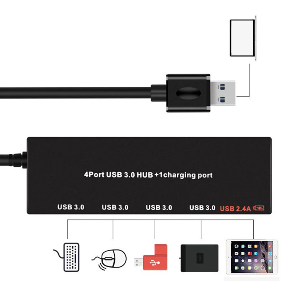 5 в 1 USB 3 0 концентратор A 4 порта быстрая зарядка 2.4A умный зарядный порт с DC источник