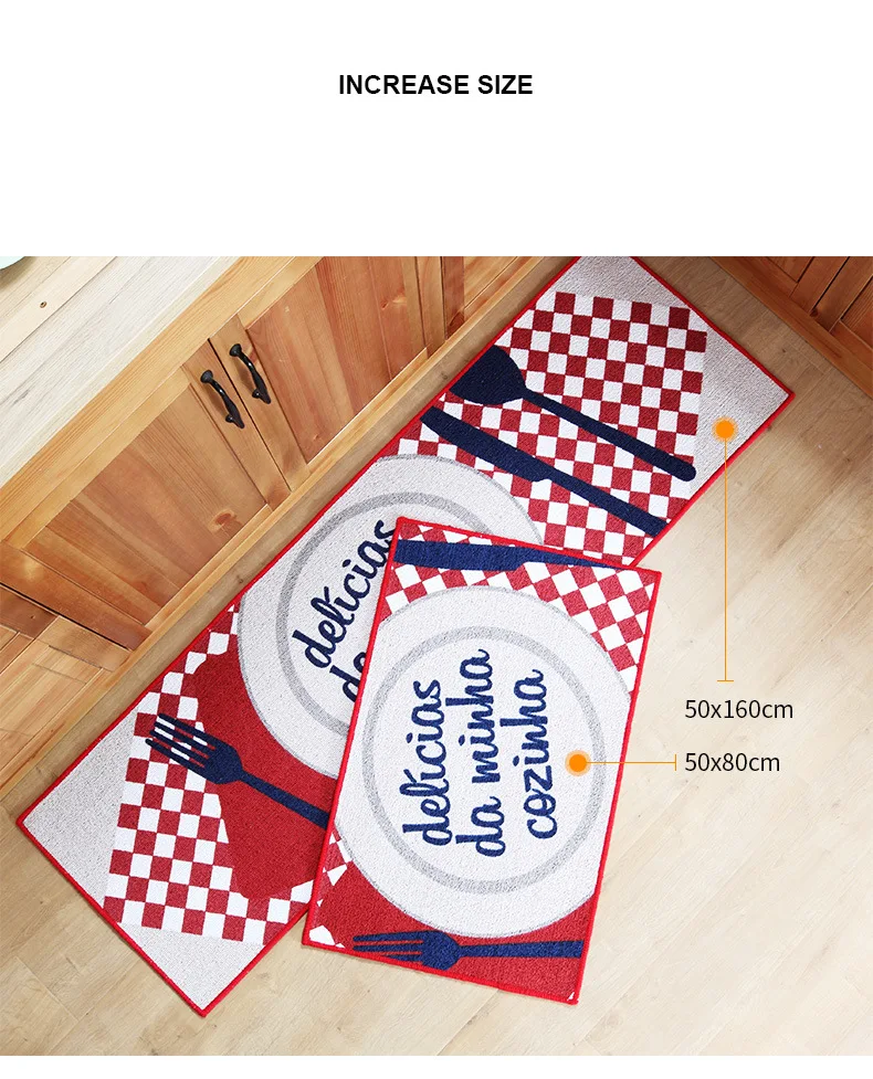 50x80 см+ 50x160 см Высокое качество полиэстер хлопок кухонный Коврик для пола контроль воды и масла кухонные коврики