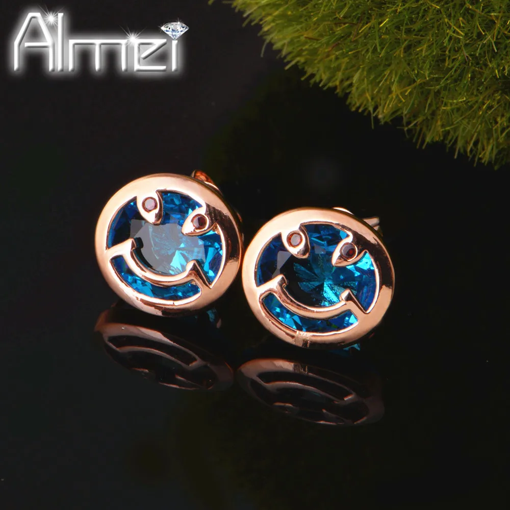 Недорогие серебряные серьги-гвоздики Almei 15% новые серьги с круглыми синими