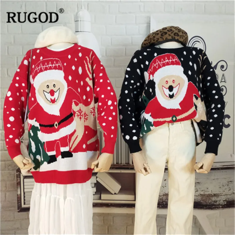RUGOD/Винтажные Модные женские пуловеры повседневные свободные рождественские