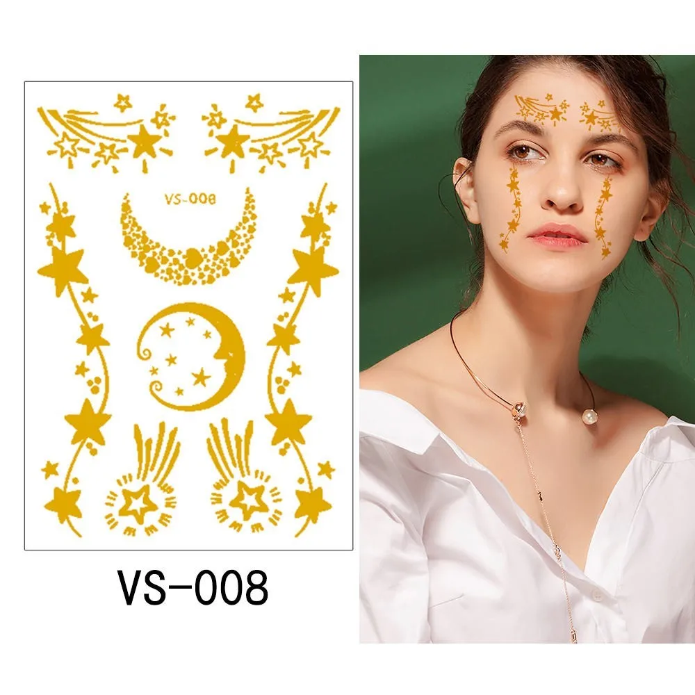 VS-008 Glaryyears 1 временная татуировка наклейка для лица металлическая поддельная тату флеш-тату Водонепроницаемая маленькая боди-арт женская 10 видов конструкций - Цвет: VS-008