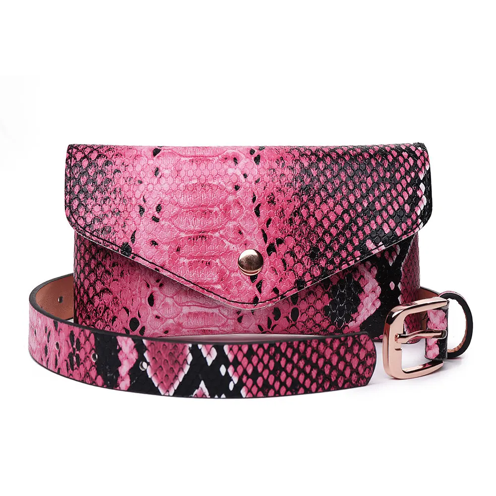 Модная женская поясная сумка из кожи со змеиным узором Женская нагрудная поясные