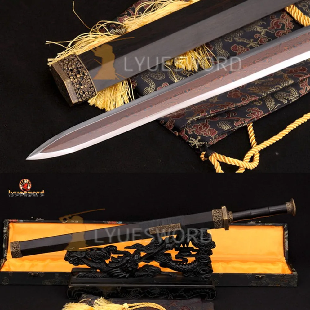 Люесворд китайский меч ручной работы Цзянь Дамаск острое лезвие красный
