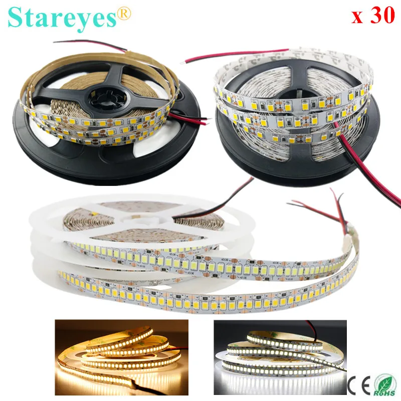 30 шт. Светодиодная лента 5 м SMD 2835 120 240 LED/m 12 В постоянного тока IP20
