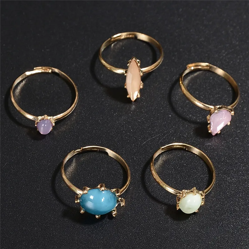 Pinksee 5 шт./компл. карамельный цвет натуральный камень регулируемые Кристальные
