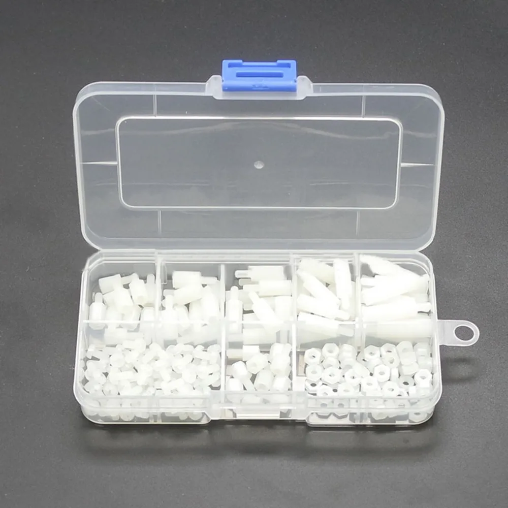 180 шт. M3 нейлоновые белые M-F шестигранные прокладки для винтов и гаек в