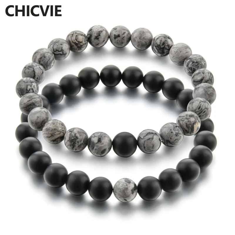 CHICVIE 2019 серый и черный браслет с подвесками браслеты для мужчин женщин влюбленных