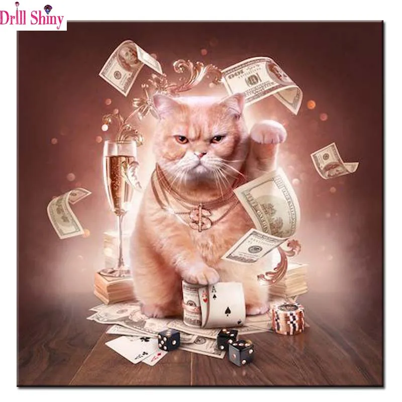 Вышивка с бриллиантами Кот наличные картины DIY 5D алмазная живопись рукоделие