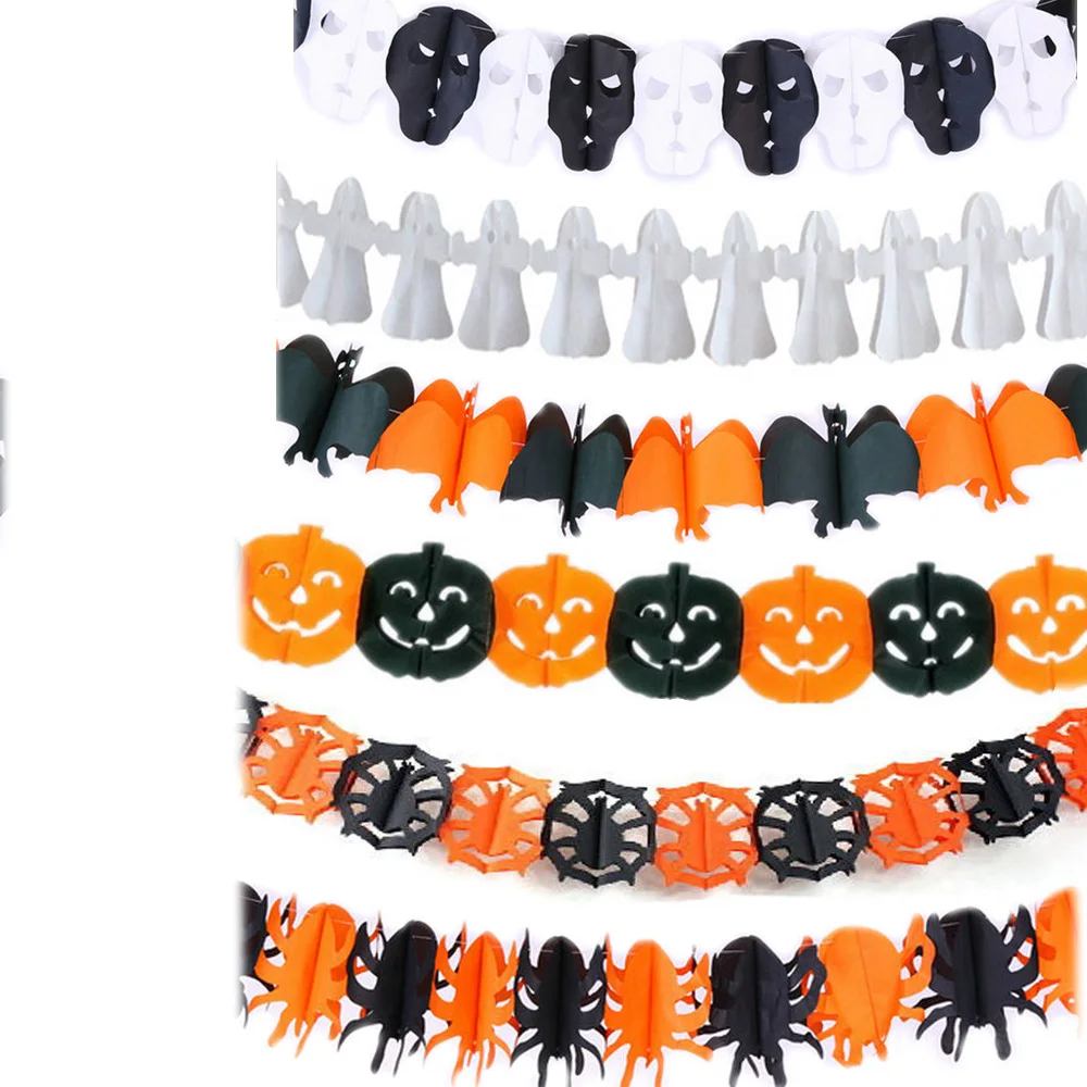 3 м паук тыква страшная ведьма гирлянда хэллоуин бумага дом с привидениями