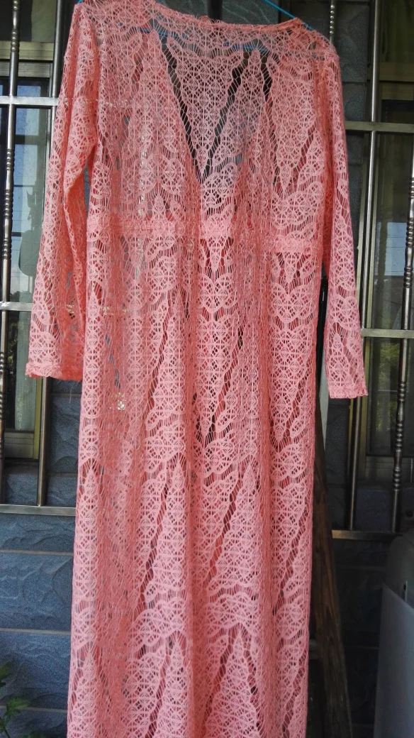 Пляжная накидка женское кружевное вязаное бикини Длинная парео для пляжа туники