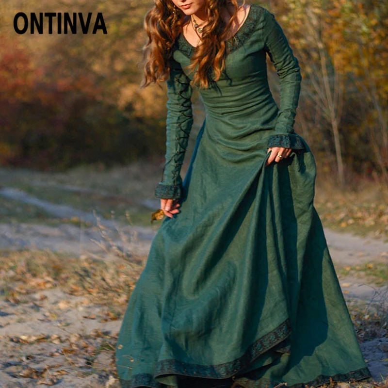 Женское длинное облегающее платье в стиле ретро на осень и весну красное зеленое