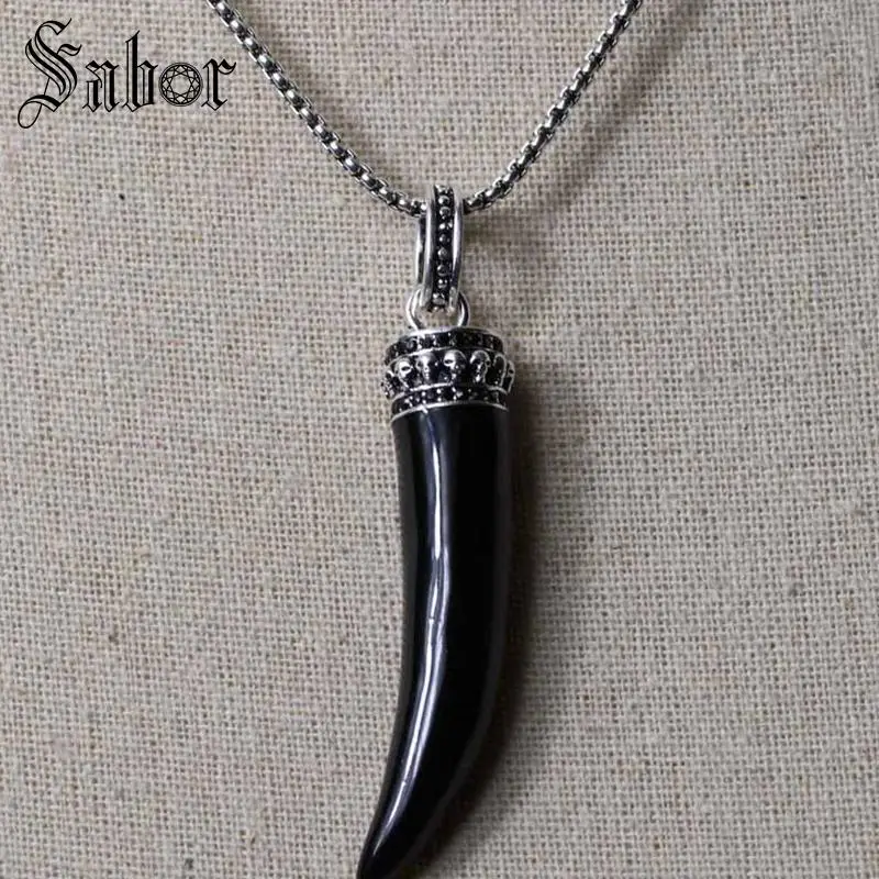 Necklace Tiger Tooth Gift For Women &amp Men Female Rebel Bead silver color Fashion Jewelry Wholesale thomas | Украшения и