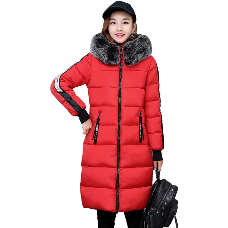 2018 зимнее женское длинное пальто с подкладкой парка воротником из натурального