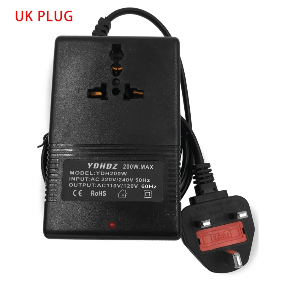 UK Plug Энергосберегающий преобразователь напряжения бытовой дорожный адаптер питания переменного тока 220 В до 110 В понижающий трансформатор для воздуха машины компьютера - Цвет: UK Plug