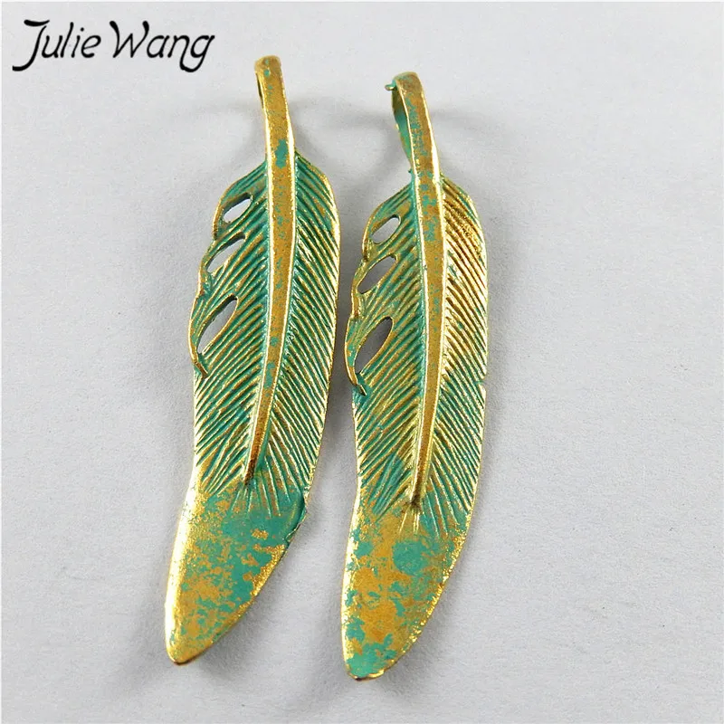 Julie Wang 20 шт. цинковый сплав маття зеленые листья ожерелье подвеска фурнитура