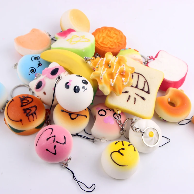 20 шт. Каваи Squishy Булочки Хлеба Телефон Ленты Подвески Мини Squishies Дети Игрушки