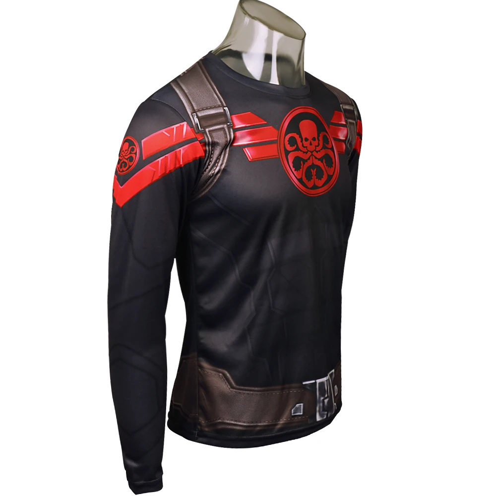 Супергерой футболка косплей Капитан Америка Гидра красный череп принт 3D длинный