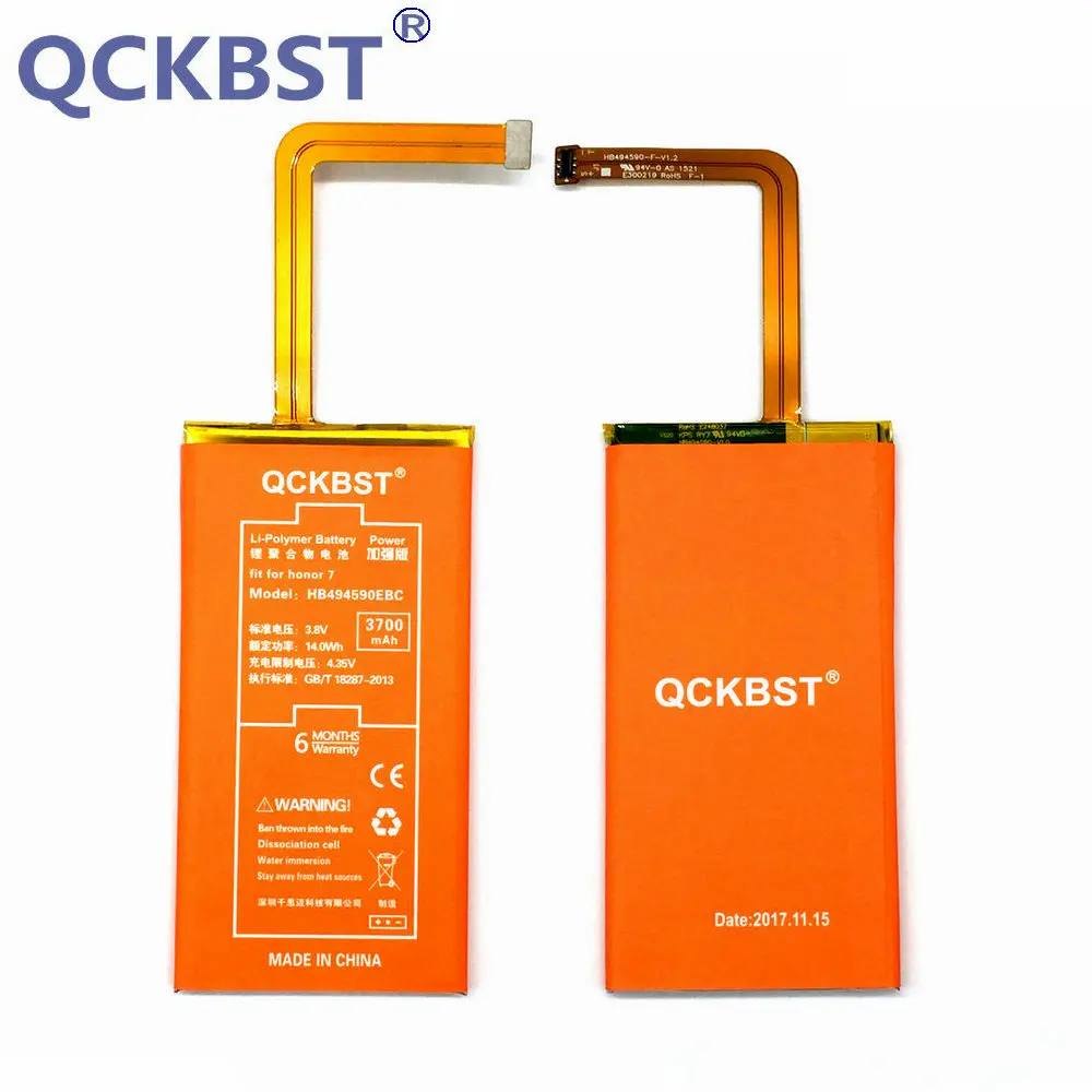 Литий ионный аккумулятор большой емкости QCKBST 3700 мАч HB494590EBC для телефона Huawei Honor 7