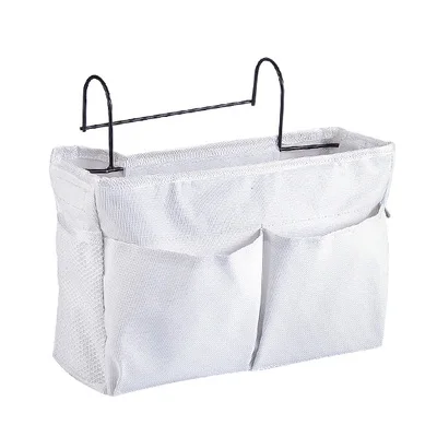 1pc white Прикроватная подвесная сумка для хранения, органайзер для общежития, комнаты в общежитии, телефона, книги, журнал, держатель, крюк, кровати, рельсы, карманный больничный ТВ пульт дистанционного управления - Цвет: 1pc white