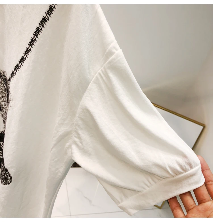 Женская Вельветовая футболка в Корейском стиле с коротким рукавом и рисунком