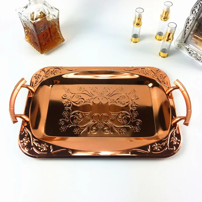 Прямоугольный поднос из розового золота ретро для чая торта коробка ювелирных