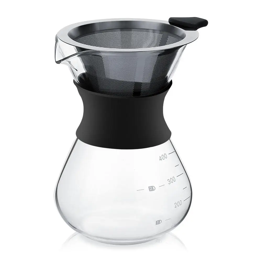 Эспрессо кофе Moka горшок ручной капельная Кофеварка стеклянный горшок с фильтром из нержавеющей стали домашняя кофейная посуда - Цвет: Черный