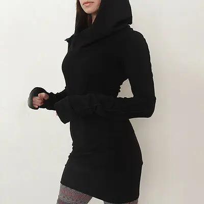 

New Women Long Sleeve Casual Bodycon Hoddie Fullover Jumper Dress