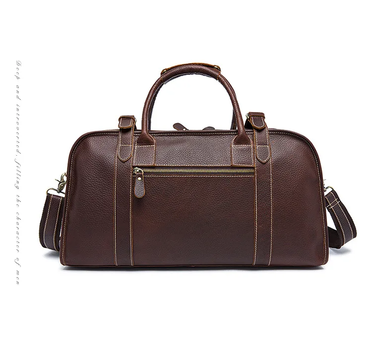 MAHEU Retro Style Leather Travel Handbag Fashion Crazy Horse Mens Leather Bag Shoulder Travel Bag Natural Cow Skin High Capacity