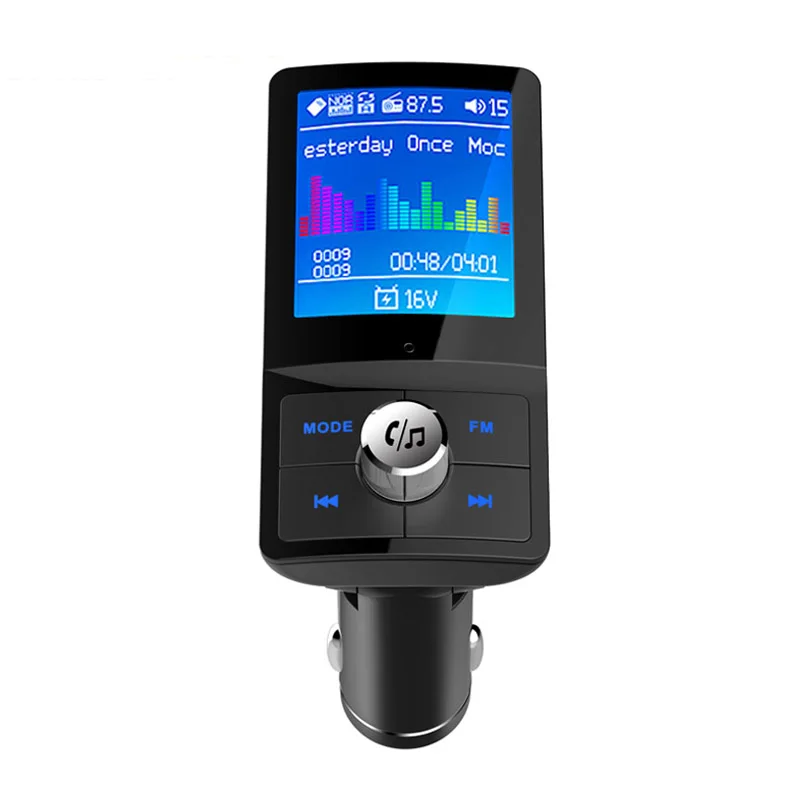 JaJaBor Bluetooth Carkit Handsfree 1.77IN цветной экран fm передатчик AUX аудио приемник