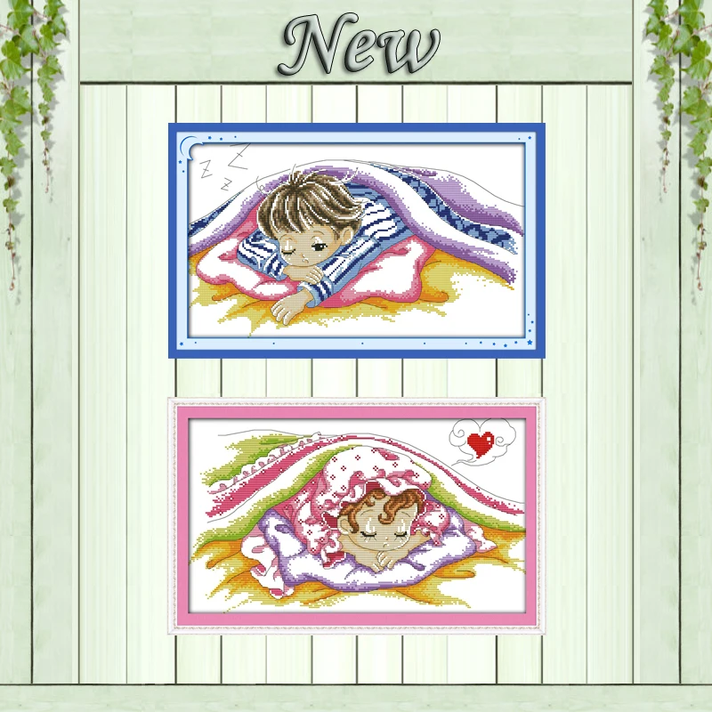 Набор для вышивки крестиком Dream baby boy girl love angel diy напечатанный на холсте DMC 11CT