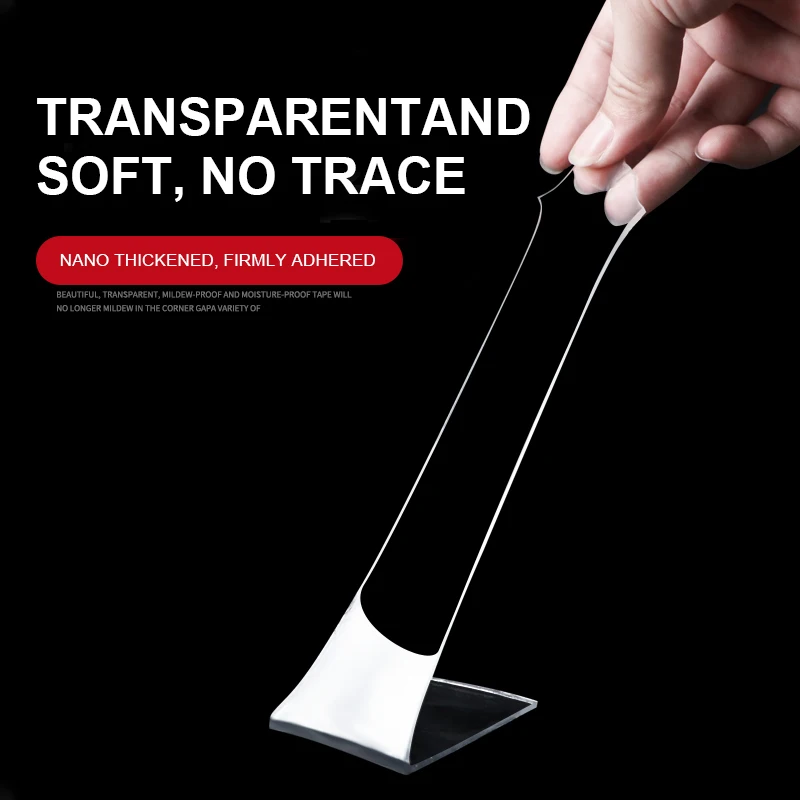 Многоразовая прозрачная двусторонняя лента 30 мм можно стирать нано не оставляет