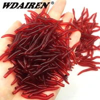 100pcslot bionic earthworm silicone soft bait red worms carp bass fishing lure artificial rubber swimbait tackle accessories