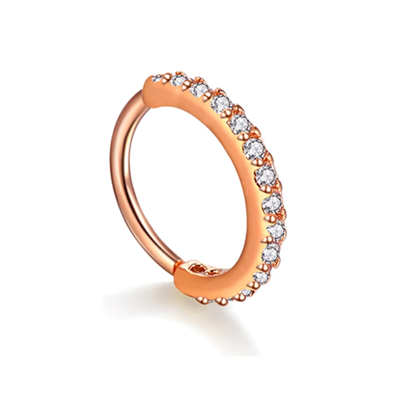 Style 2 Rose gold 1 шт. 0,8x6/8 мм прозрачный Циркон Daith пирсинг кольцо Daith обруч серьги, нержавеющая сталь, маленькая серьга-кольцо для пирсинга перегородки носа пирсинг, крючок для пирсинга - Окраска металла: Style 2 Rose gold