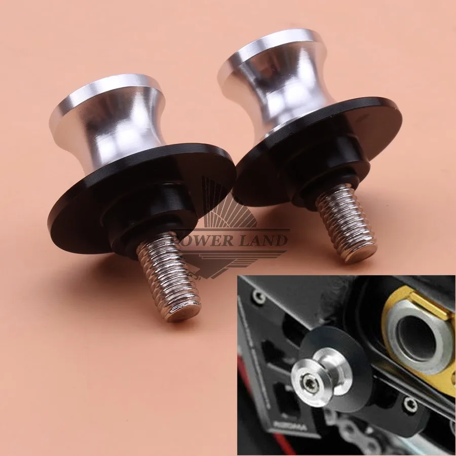 

Silver 2pcs 6mm Motorcycle Street Racing Road Bike Anodized Swingarm Slider Spools Stand Screws Universal Fit for Yamaha